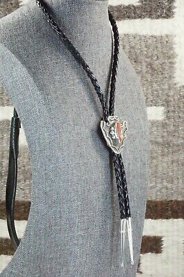 Coral & Sterling Silver Bolo Tie - Delbert Arviso