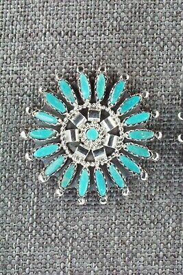 Turquoise and Sterling Silver Earrings - Nathaniel Nez