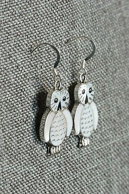 Zuni Owl Mother of Pearl & Sterling Silver Earrings - Reginda Kallestewa - High Lonesome Trading
