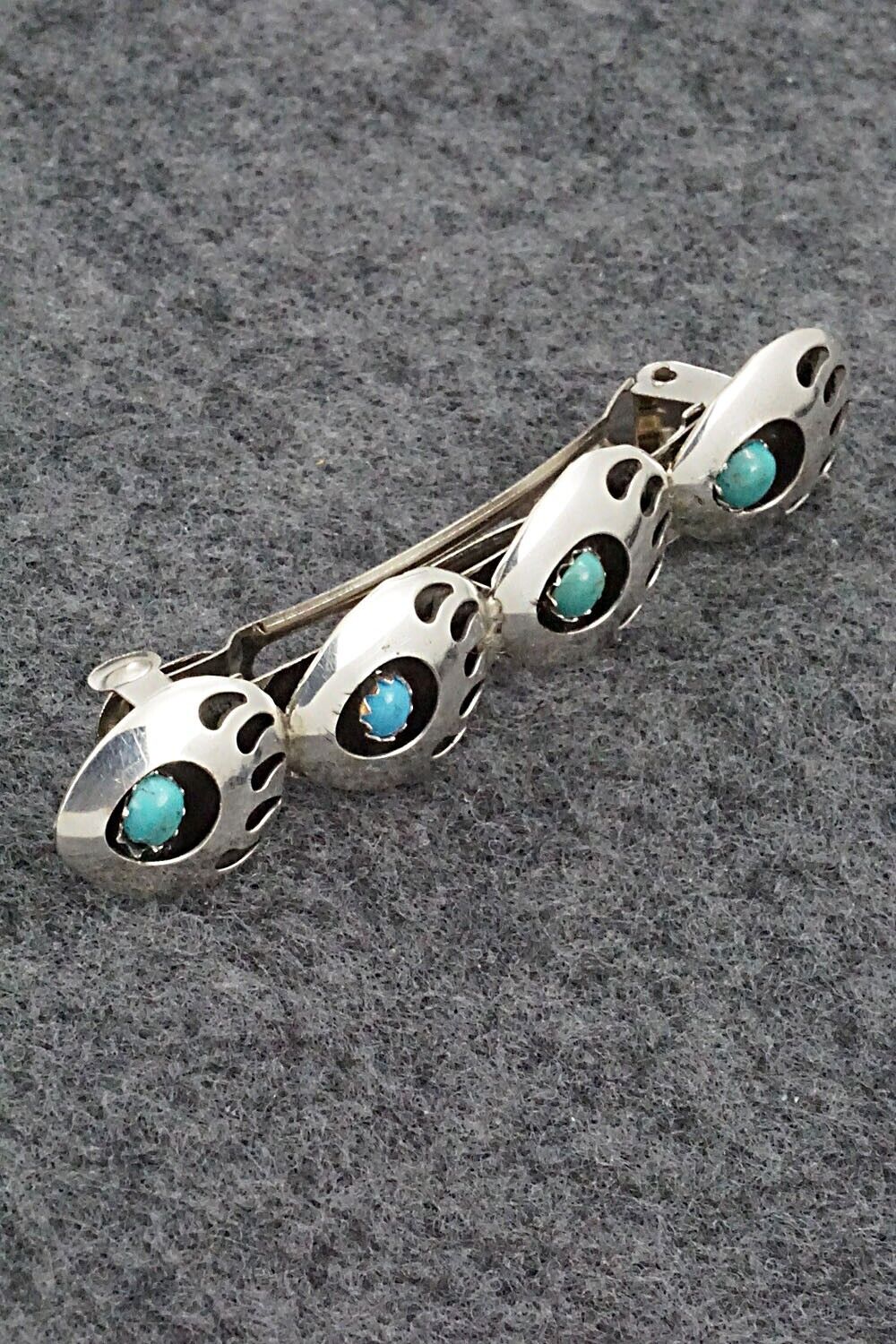 Turquoise & Sterling Silver Hair Barrette - Virginia Long