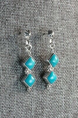 Turquoise & Sterling Silver Earrings - Rosie Chee - Navajo