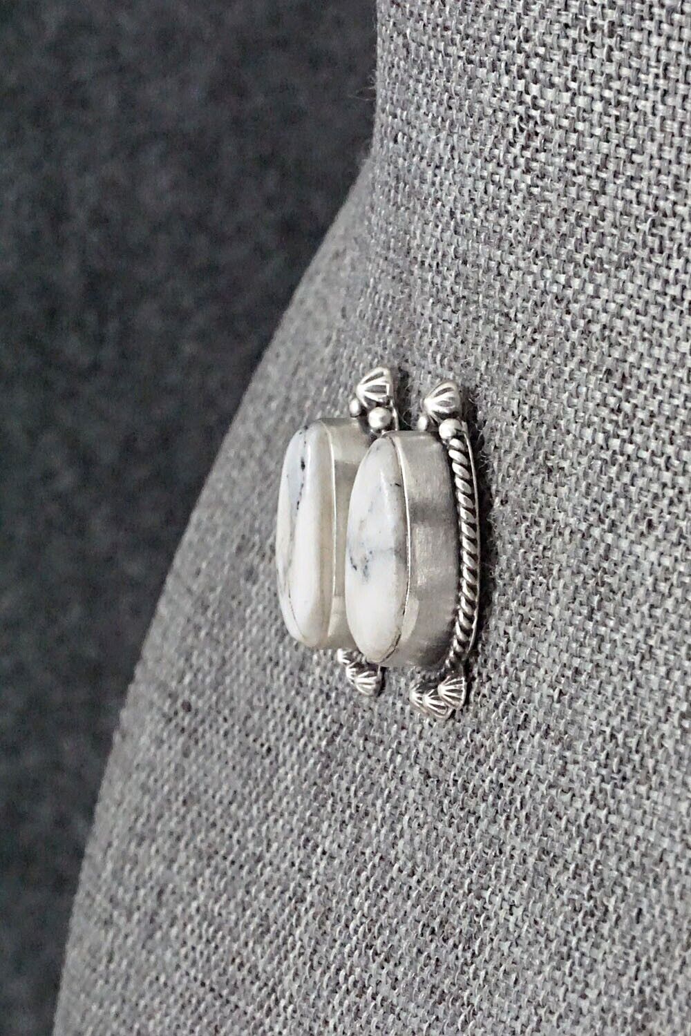 White Buffalo & Sterling Silver Earrings - Sheena Jack