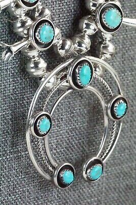 Turquoise & Sterling Silver Squash Blossom & Earrings - Phil Garcia