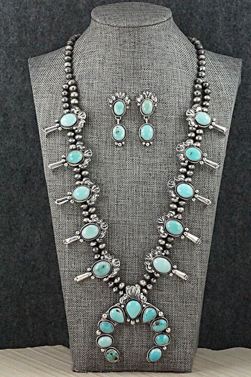 Turquoise & Sterling Silver Squash Blossom Set - Annie Haskie