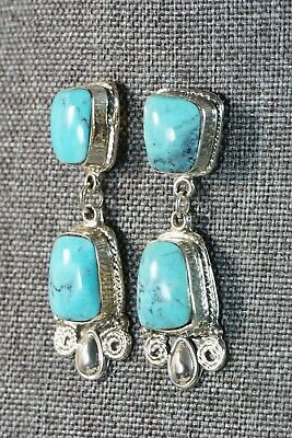 Navajo Turquoise & Sterling Silver Earrings - Greg Yazzie - High Lonesome Trading
