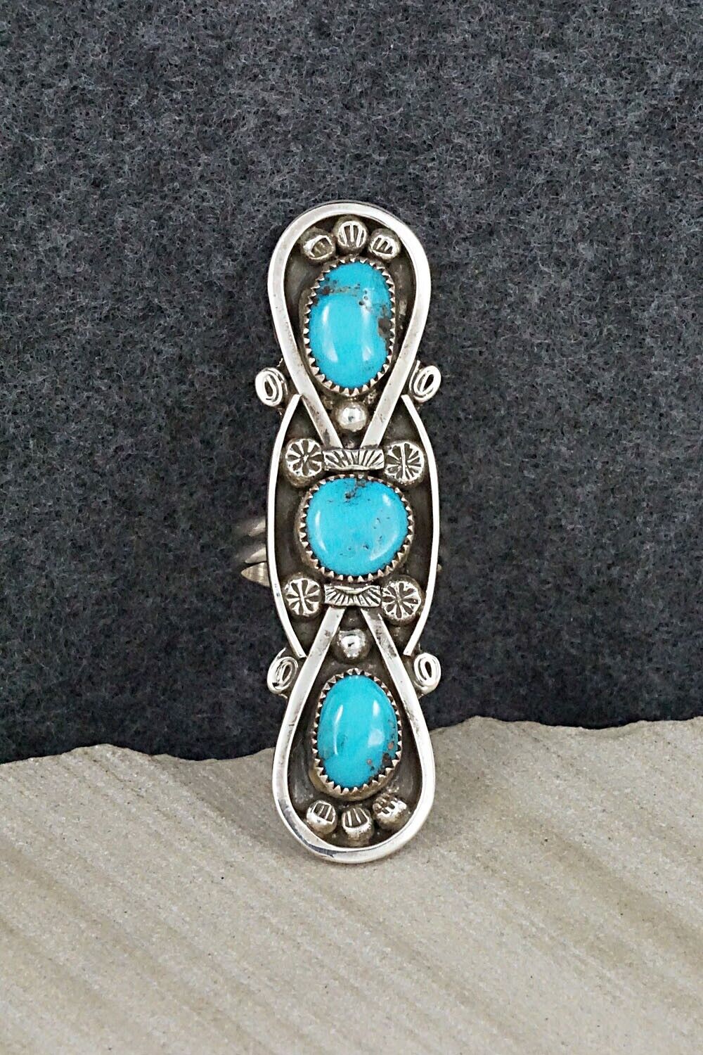 Turquoise & Sterling Silver Ring - Priscilla Reeder - Size 8.5