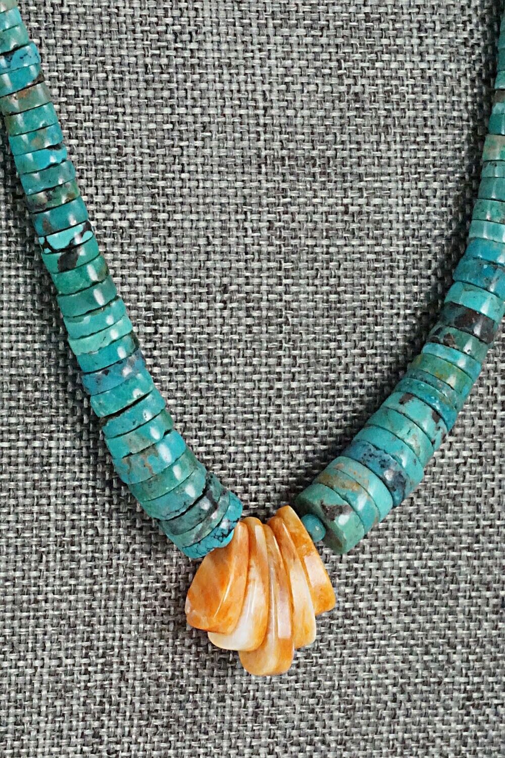 Turquoise & Spiny Oyster Necklace - Susie Deal