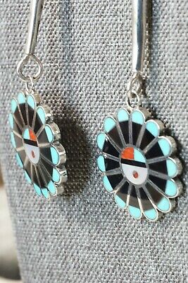 Zuni Turquoise & Sterling Silver Sun Face Bolo Tie - Adrian Wallace