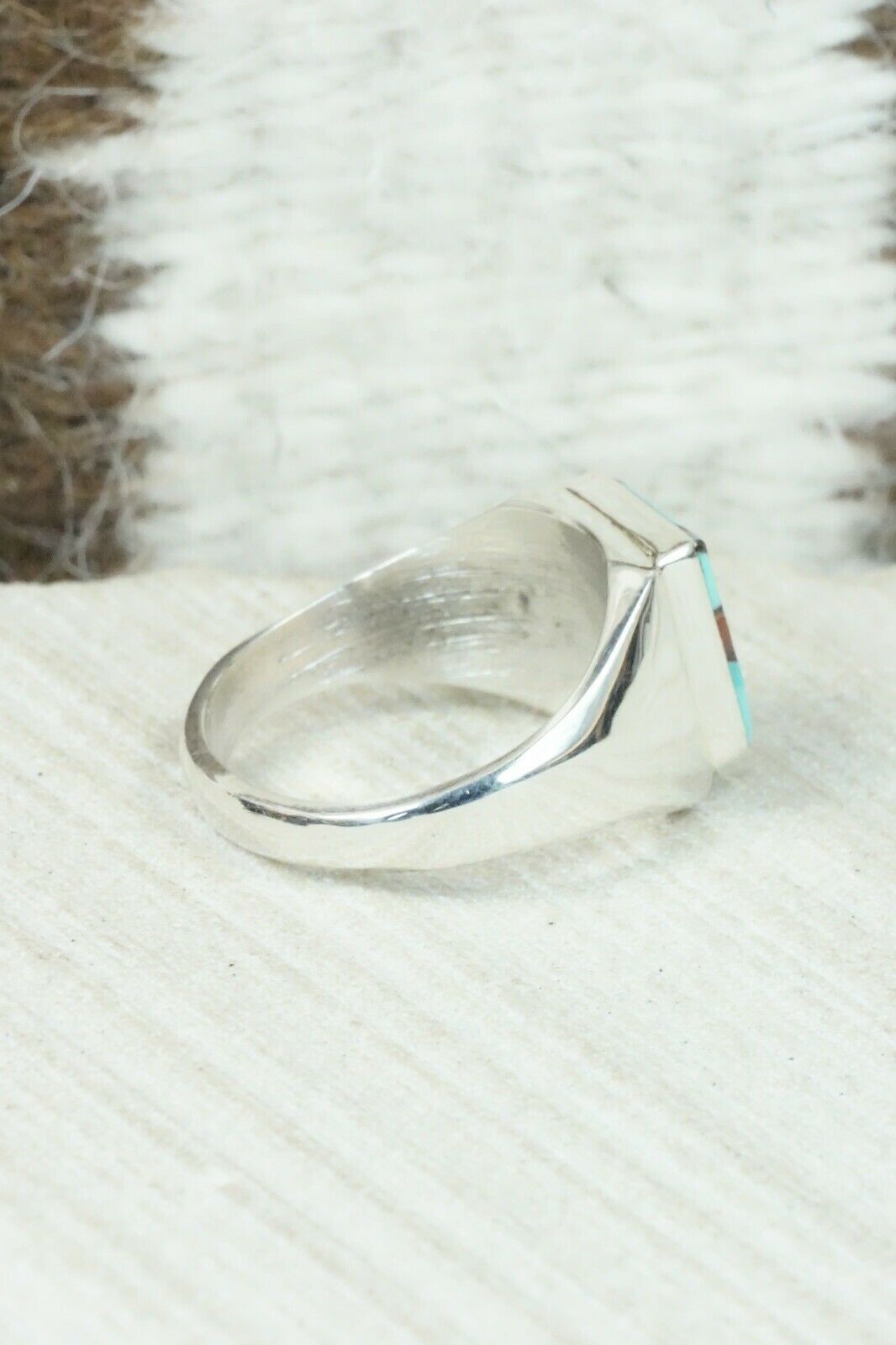 Multi Stone & Sterling Silver Ring - Herbert Kallestewa - Size 9.5