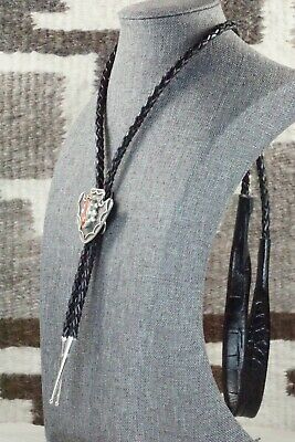 Coral & Sterling Silver Bolo Tie - Delbert Arviso