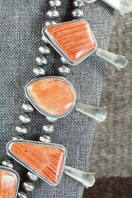 Spiny Oyster & Sterling Silver Squash Blossom Set - Raymond Delgarito