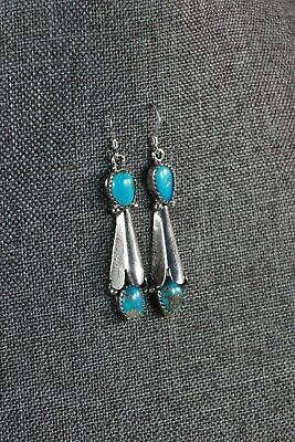 Navajo Turquoise and Sterling Silver Earrings - Roger Pino