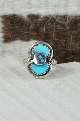 Zuni Turquoise and Sterling Silver Ring - Gayle Calavaza - Size 7 - High Lonesome Trading