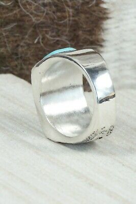 Turquoise & Sterling Silver Ring - Leslie & Gladys Lamy - Size 11