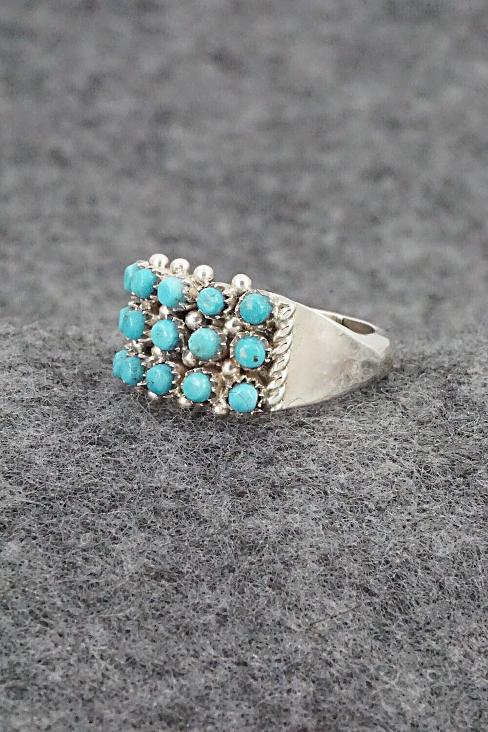 Turquoise & Sterling Silver Ring - April Haloo - Size 7