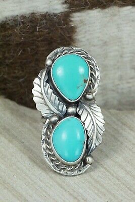 Turquoise and Sterling Silver Ring - Betta Lee - Size 7.5