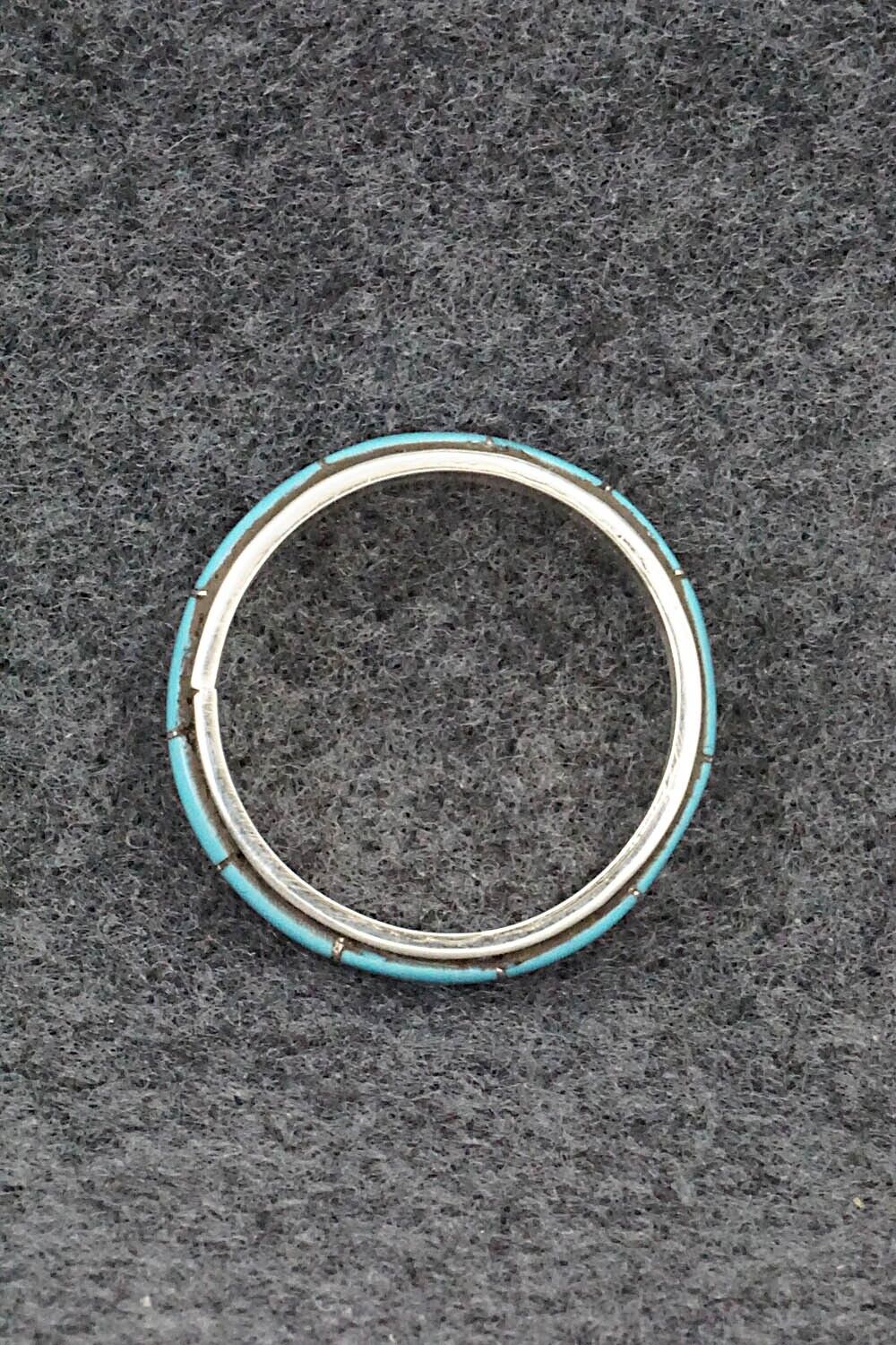 Turquoise & Sterling Silver Inlay Ring - Zenia Kylestewa - Size 12.5