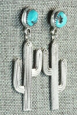 Turquoise & Sterling Silver Earrings - Delbert Gordon