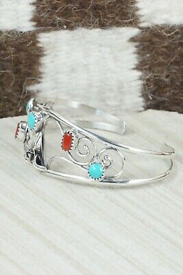 Turquoise, Coral & Sterling Silver Bracelet - Max Calladitto