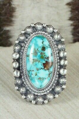 Turquoise & Sterling Silver Ring - Tom Lewis - Size 8