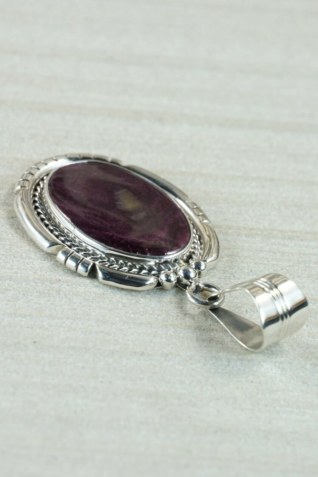 Navajo Spiny Oyster & Sterling Silver Pendant - Samuel Yellowhair