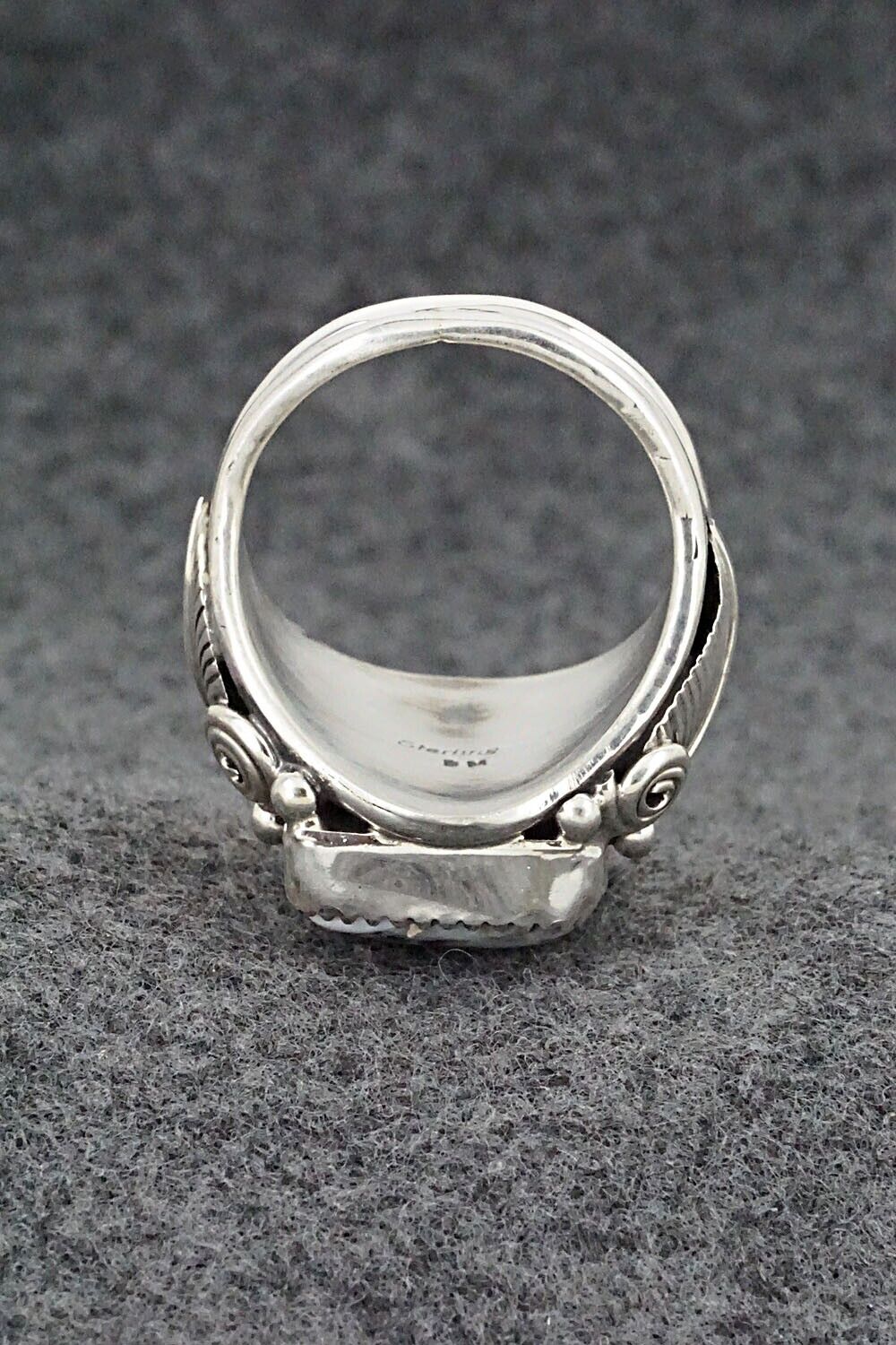 White Buffalo & Sterling Silver Ring - Darrell Morgan - Size 12.5