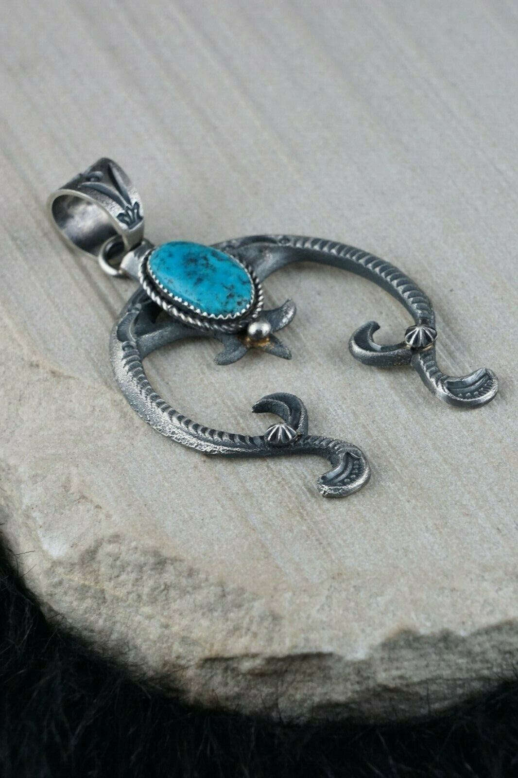 Navajo Turquoise and Sterling Silver Pendant - Eva & Linberg - High Lonesome Trading
