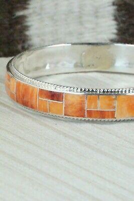 Spiny Oyster & Sterling Silver Bangle Bracelet - Ricky Booqua - High Lonesome Trading