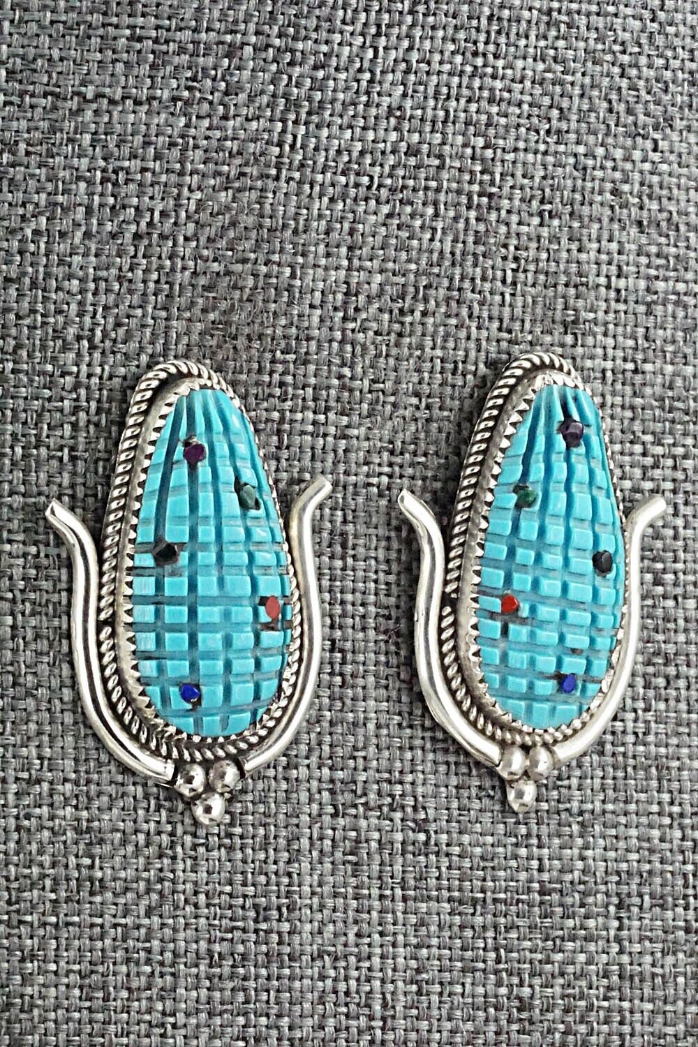 Turquoise & Sterling Silver Earrings - Tracy Bowekity