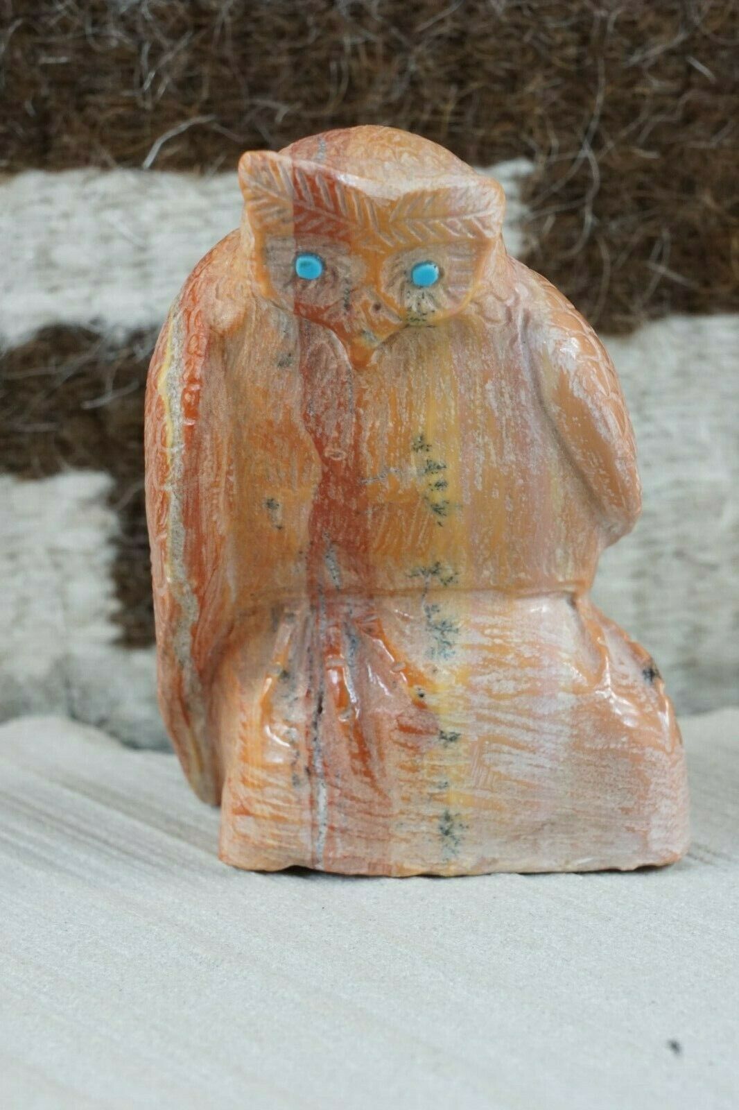 Owl Zuni Fetish Carving - Derrick Kaamasee - High Lonesome Trading