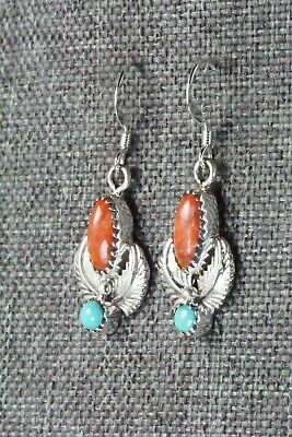 Spiny Oyster, Turquoise & Sterling Silver Earrings - Adelarae Yazzie