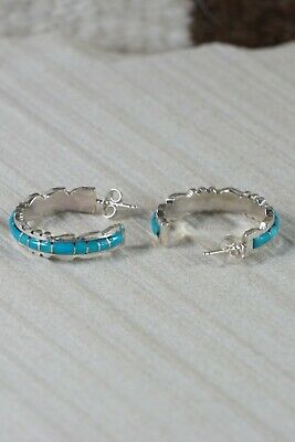 Zuni Turquoise & Sterling Silver Earrings - Sheldon Lalio - High Lonesome Trading