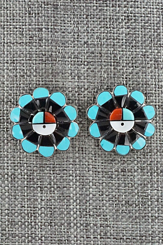Multi Stone Inlay & Sterling Silver Earrings - Romero Vacit