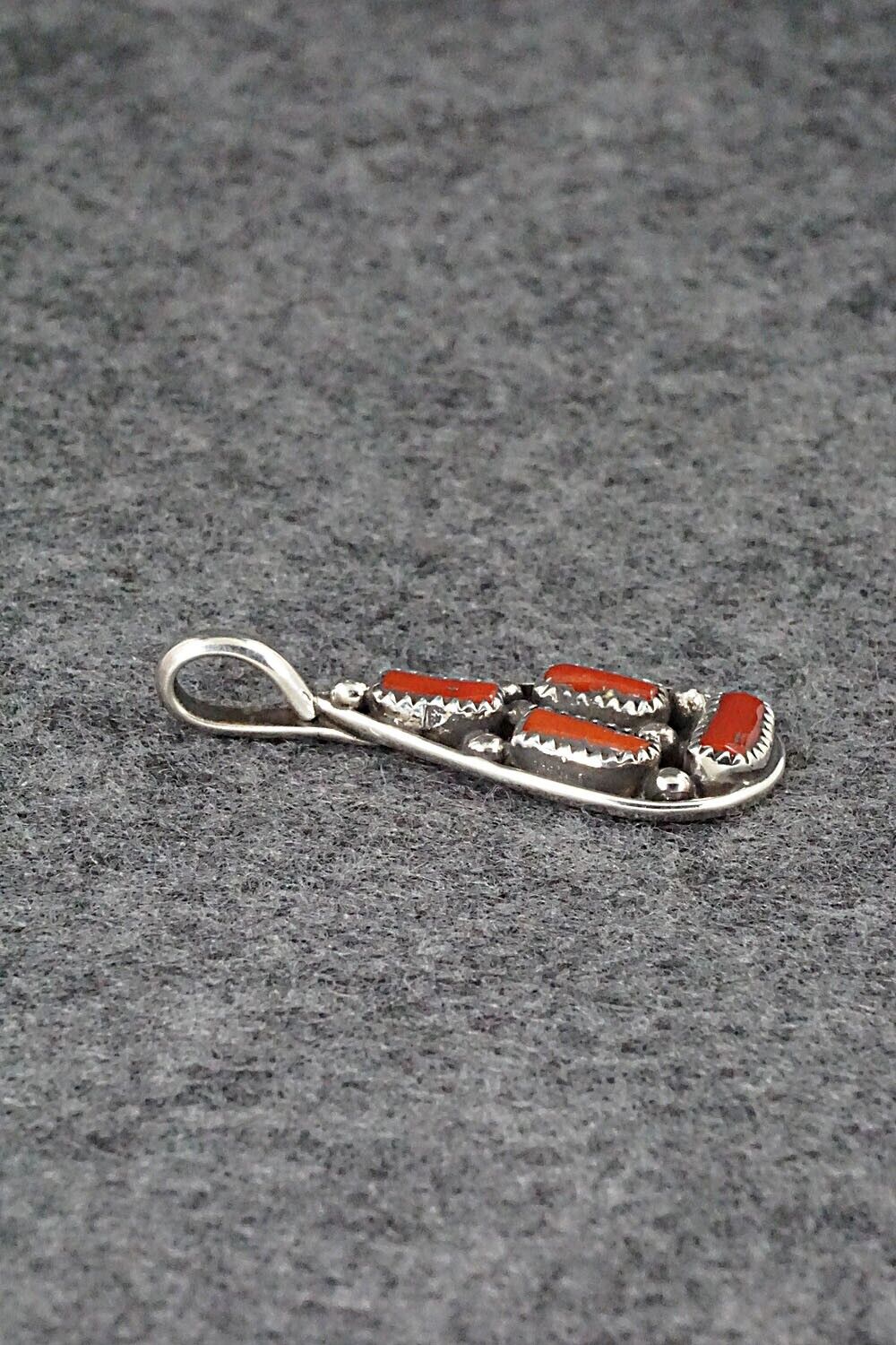 Coral & Sterling Silver Pendant - Priscilla Reeder