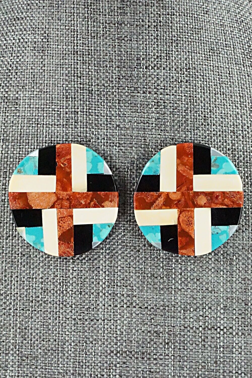 Multi Stone Inlay Earrings - Chaslyn Crespin