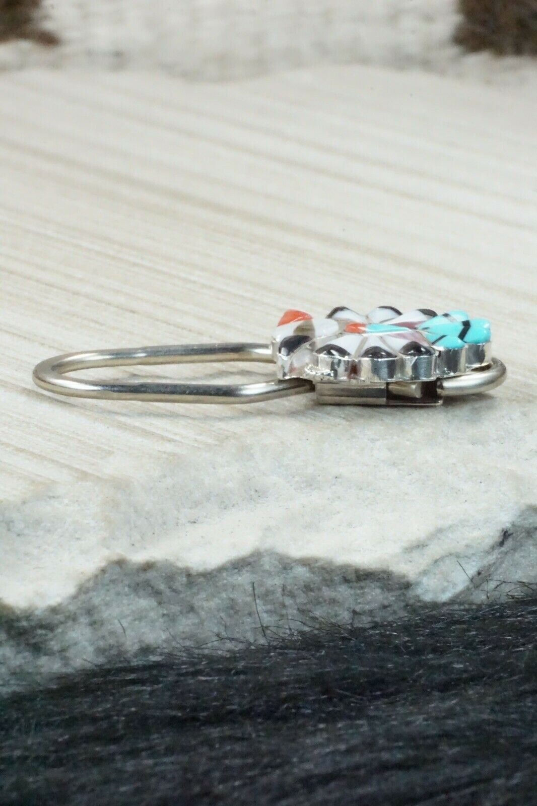 Multi Stone & Sterling Silver Keychain - Sherry Nastacio