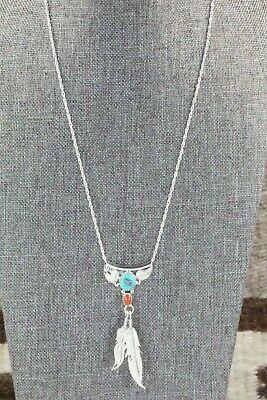 Turquoise, Coral & Sterling Silver Necklace - Sharon McCarthy - High Lonesome Trading