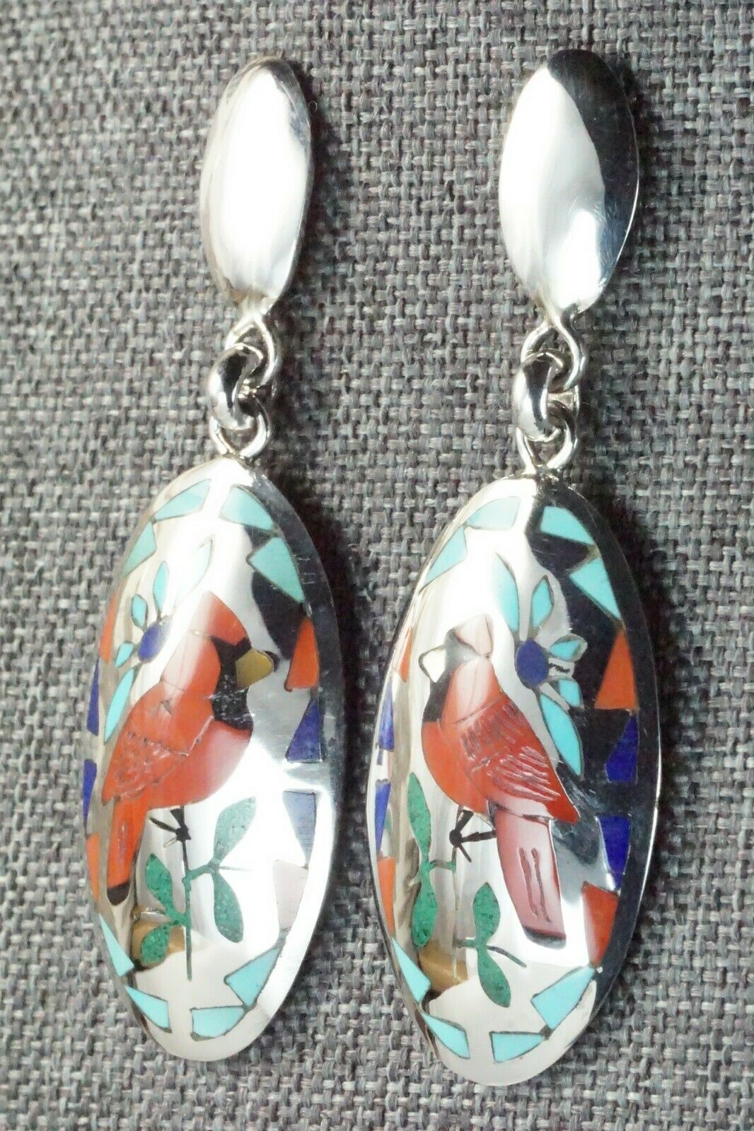 Inlay Coral & Sterling Silver Earrings - Quintin Quam