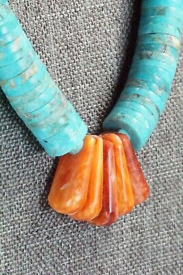 Turquoise & Spiny Oyster Necklace - Lupe Lovato