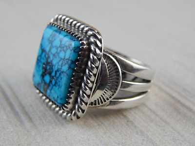 Navajo Sterling Silver & Turquoise Ring - Lee Greyboots - High Lonesome Trading