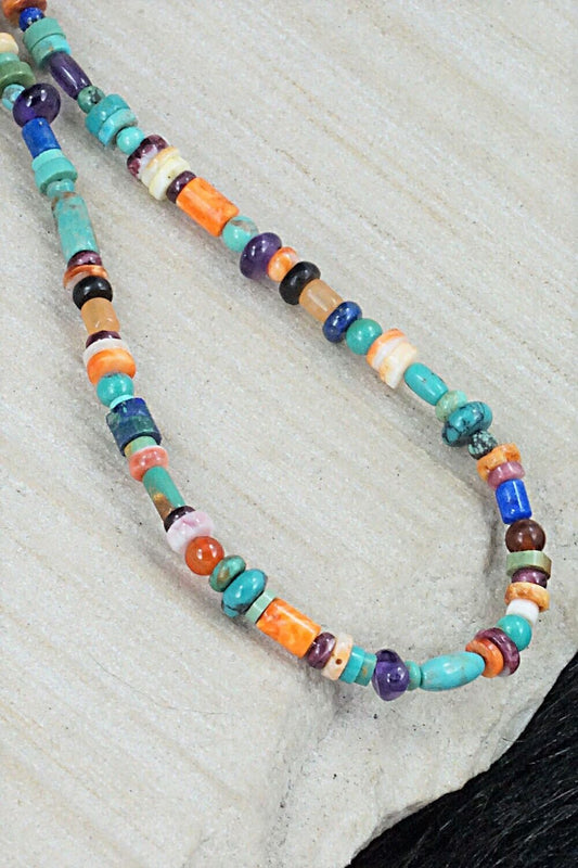 Multi Stone and Sterling Silver Necklace - Helen Tsosie