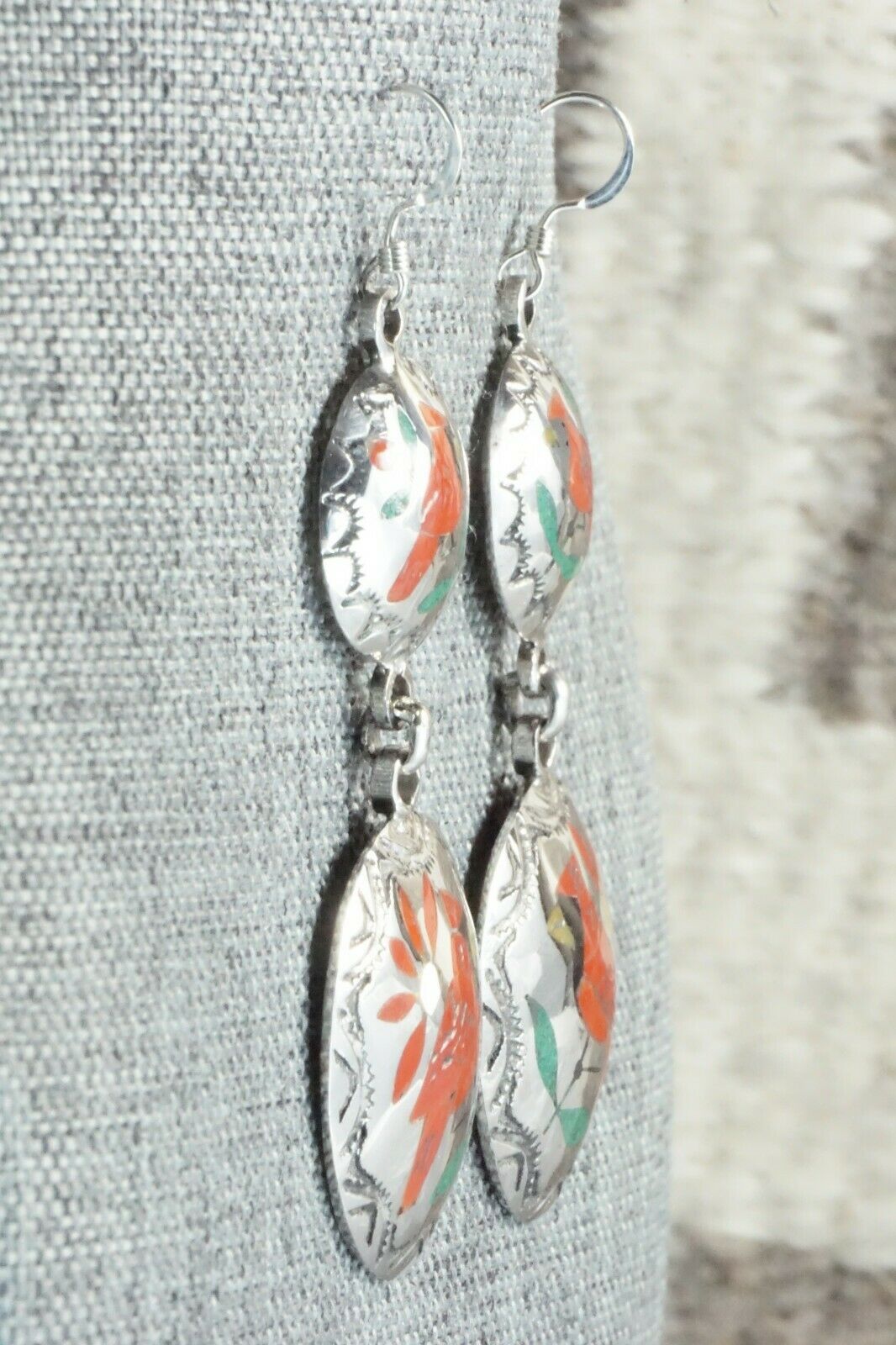 Multi Stone & Sterling Silver Earrings - Quintin Quam Sr.