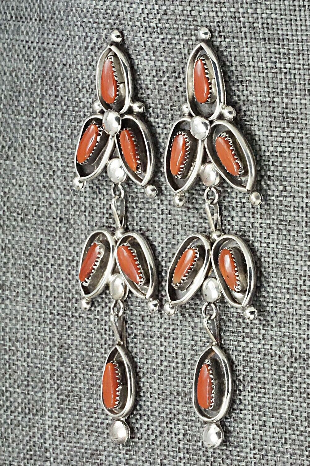 Coral & Sterling Silver Earrings - Viola Bobelu