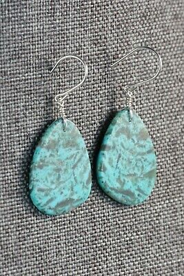 Turquoise & Sterling Silver Earrings - Lester Abeyta - Santo Domingo - High Lonesome Trading