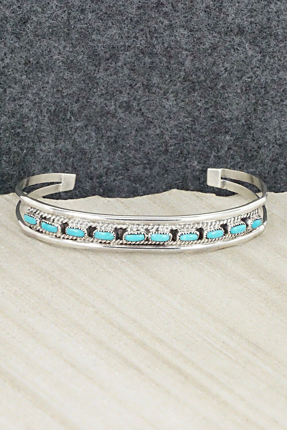Turquoise & Sterling Silver Bracelet - Eldrick Seoatwa