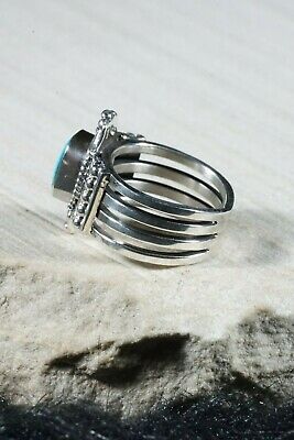 Navajo Turquoise and Sterling Silver Ring - Daniel Benally - Size 7.75 - High Lonesome Trading