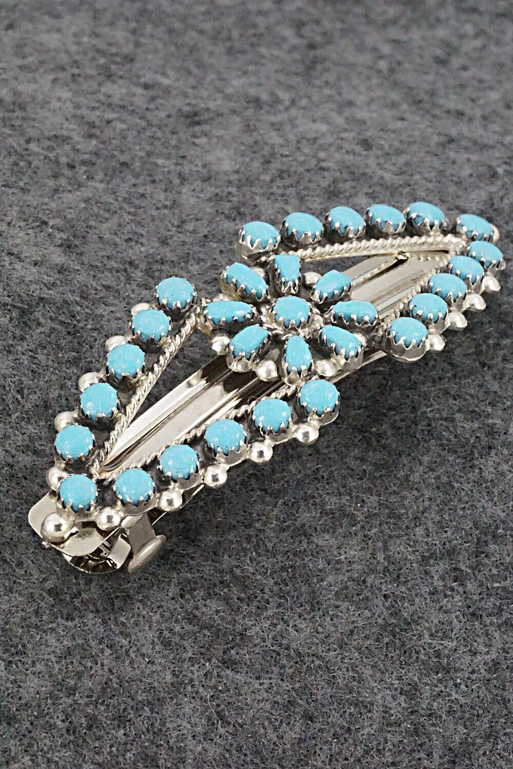 Turquoise & Sterling Silver Hair Barrette - Karen Booqua