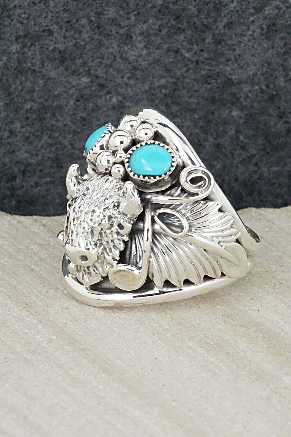 Turquoise & Sterling Silver Ring - Jeannette Saunders - Size 11