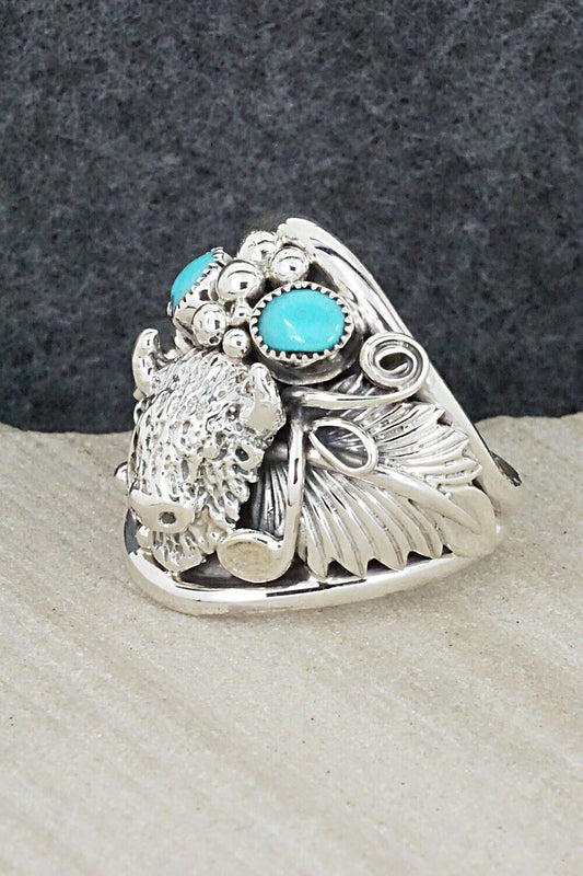 Turquoise & Sterling Silver Ring - Jeannette Saunders - Size 11