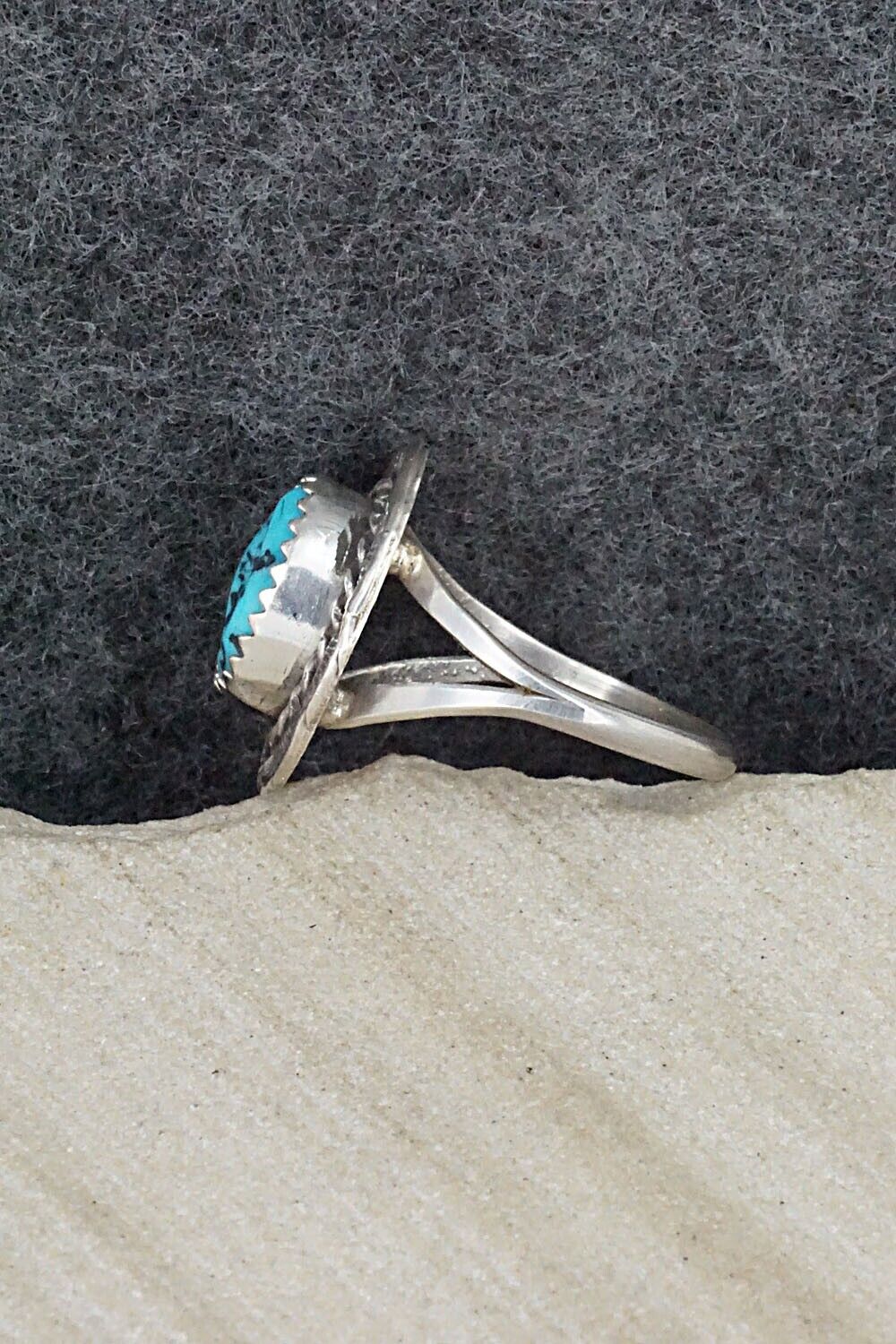 Turquoise & Sterling Silver Ring - Freda Martinez - Size 8